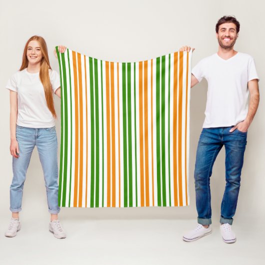 Weiß Orange Grün Vertikales Streifendesign Fleecedecke (Beispiel)