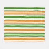 Weiß Orange Grün Vertikales Streifendesign Fleecedecke (Vorderseite (Horizontal))