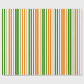 Weiß Orange Grün Vertikales Streifendesign Geschenkpapier (Flach)