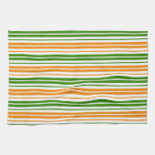 Weiß Orange Grün Vertikales Streifendesign Geschirrtuch (Horizontal)