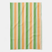 Weiß Orange Grün Vertikales Streifendesign Geschirrtuch (Vertikal)