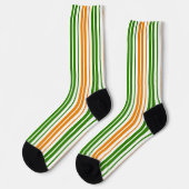 Weiß Orange Grün Vertikales Streifendesign Socken (Linkes Detail)