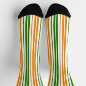 Weiß Orange Grün Vertikales Streifendesign Socken (Oben)