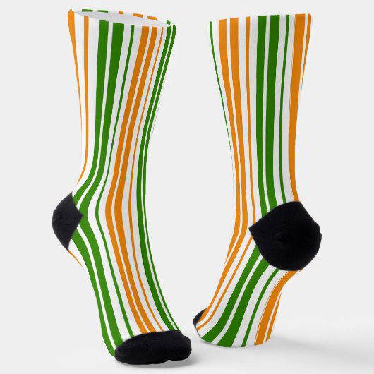 Weiß Orange Grün Vertikales Streifendesign Socken (Gewinkelt)