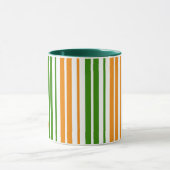 Weiß Orange Grün Vertikales Streifendesign Tasse (Zentrum)