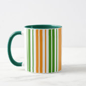 Weiß Orange Grün Vertikales Streifendesign Tasse (Links)