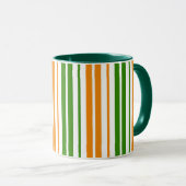 Weiß Orange Grün Vertikales Streifendesign Tasse (VorderseiteRechts)