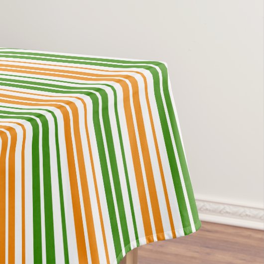 Weiß Orange Grün Vertikales Streifendesign Tischdecke (Beispiel)