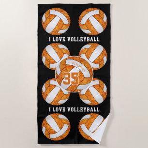 Weiß-orange Mannschaftsfarben I Liebe Volleyball m Strandtuch