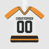 Weiß/Orange/Schwarz Custom Hockey Jersey Ornament (Vorderseite)