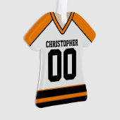 Weiß/Orange/Schwarz Custom Hockey Jersey Ornament (Vorderseite)
