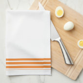 Weiß + Orange Streifen Trim Küche Geschirr Handtuc Geschirrtuch (Viertel Falte)