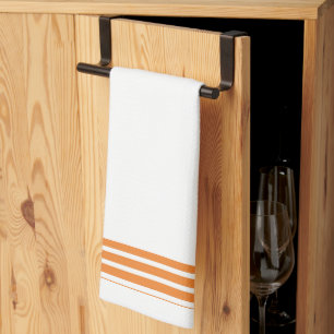 Weiß + Orange Streifen Trim Küche Geschirr Handtuc Geschirrtuch