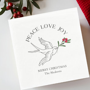 Weiß PEACE LIEBE JOY Snowbird Weihnachtsfeiertag Serviette
