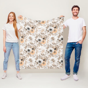 Weiß, pfirsichfarbene Blume, elegant Fleecedecke