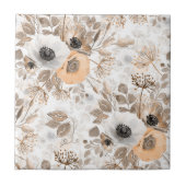 Weiß, pfirsichfarbene Blume, elegant Fliese (Vorderseite)