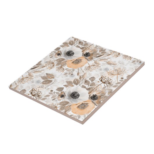 Weiß, pfirsichfarbene Blume, elegant Fliese (Seite)