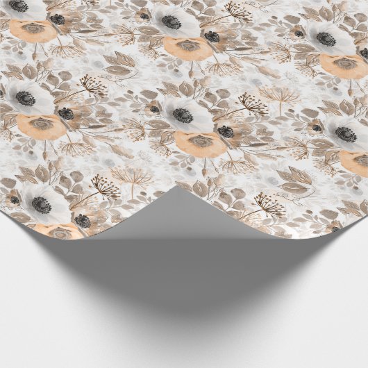 Weiß, pfirsichfarbene Blume, elegant Geschenkpapier (Ecke)