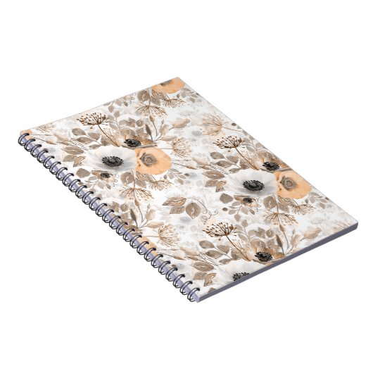 Weiß, pfirsichfarbene Blume, elegant Notizblock (Rechte Seite)