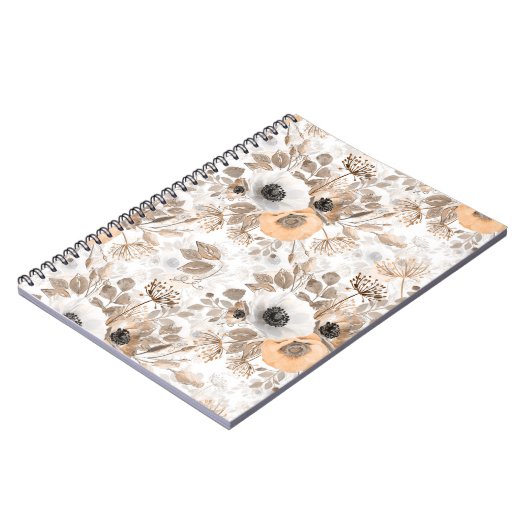 Weiß, pfirsichfarbene Blume, elegant Notizblock (Linke Seite)