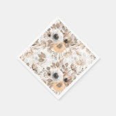 Weiß, pfirsichfarbene Blume, elegant Serviette (Ecke)