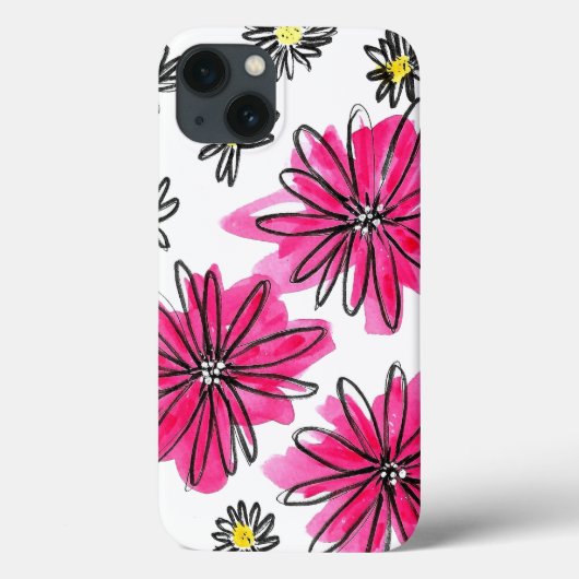 Weiß-Pink-Blume Case-Mate iPhone Hülle (Rückseite)