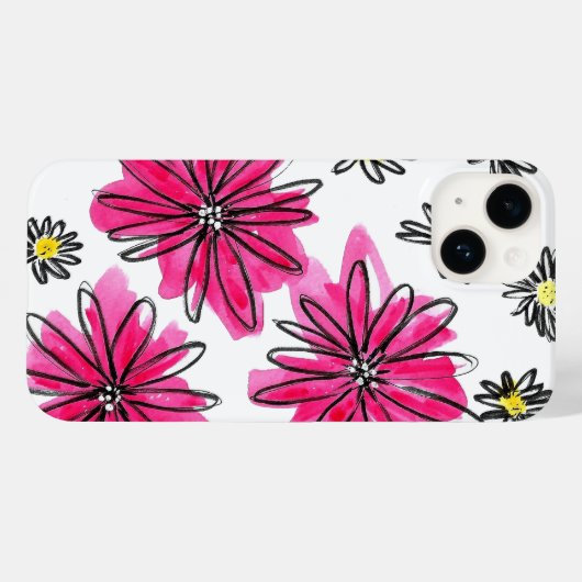 Weiß-Pink-Blume Case-Mate iPhone Hülle (Rückseite (Horizontal))