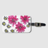 Weiß-Pink-Blume Gepäckanhänger (Vorderseite (Horizontal))
