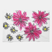 Weiß-Pink-Blume Geschirrtuch (Horizontal)