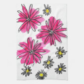 Weiß-Pink-Blume Geschirrtuch (Vertikal)