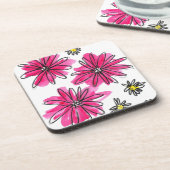 Weiß-Pink-Blume Getränkeuntersetzer (Linke Seite)