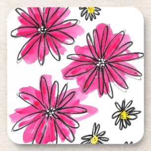 Weiß-Pink-Blume Getränkeuntersetzer