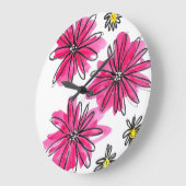 Weiß-Pink-Blume Große Wanduhr (Winkel)