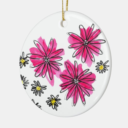 Weiß-Pink-Blume Keramik Ornament (Links)