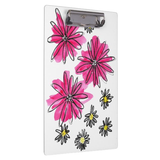 Weiß-Pink-Blume Klemmbrett (Rechts)