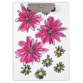 Weiß-Pink-Blume Klemmbrett (Vorderseite)