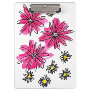 Weiß-Pink-Blume Klemmbrett