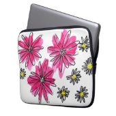 Weiß-Pink-Blume Laptopschutzhülle (Vorderseite Links)