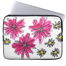 Weiß-Pink-Blume Laptopschutzhülle
