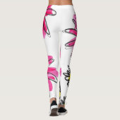 Weiß-Pink-Blume Leggings (Rückseite)