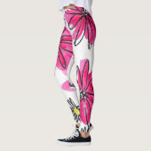 Weiß-Pink-Blume Leggings (Links)