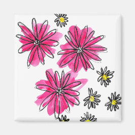 Weiß-Pink-Blume Magnet