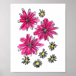 Weiß-Pink-Blume Poster