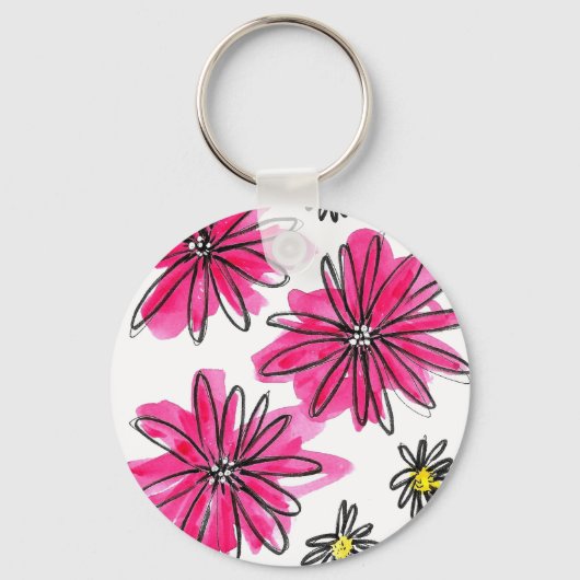 Weiß-Pink-Blume Schlüsselanhänger (Vorderseite)