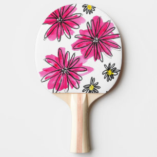 Weiß-Pink-Blume Tischtennis Schläger