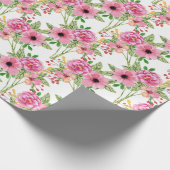Weiß| Pink-Blume-Umschlagpapier Geschenkpapier (Ecke)
