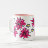Weiß-Pink-Blume Zweifarbige Tasse (Vorderseite Links)