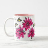 Weiß-Pink-Blume Zweifarbige Tasse (Links)