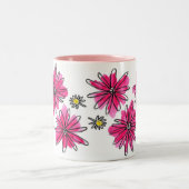 Weiß-Pink-Blume Zweifarbige Tasse (Mittel)