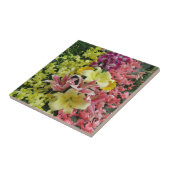 weiß + pink, grün + lila, Blume + Blüte Fliese (Seite)